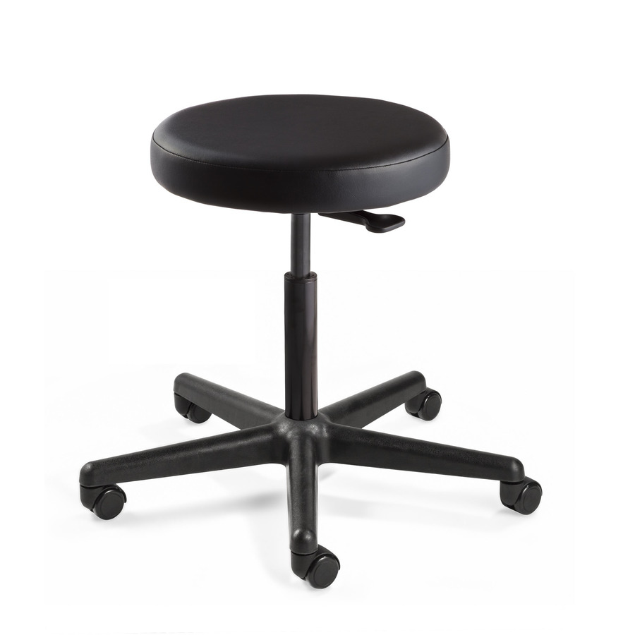 Bevco 3000-V-BLK-3850S/5 Vinyl Stool, Black Nylon Base, Mushroom Glides, Adj. Height, 17"-22", Versa Series