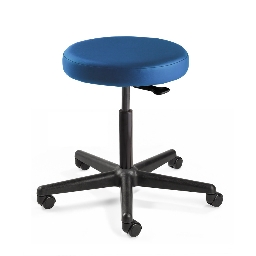 Bevco 3000-V-BLU-3850S/5 Vinyl Stool, Blue/Black, Nylon Base, Hard Floor Casters, Adjustable Height 17"-22", Versa Series