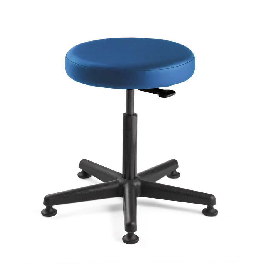 Bevco 3000-V-BLU Vinyl Stool, Blue/Black, Nylon Base, Mushroom Glides, Adjustable Height 16"-21", Versa Series