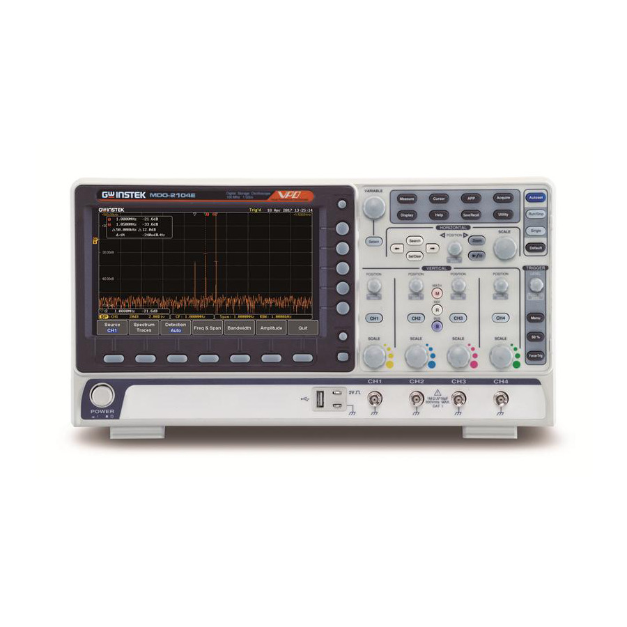 Instek MDO-2204EG Mixed Domain Oscilloscope, 200 MHz, 4 CH, 1 GS/s, 10 Mpts, SA, MDO-2000E Series