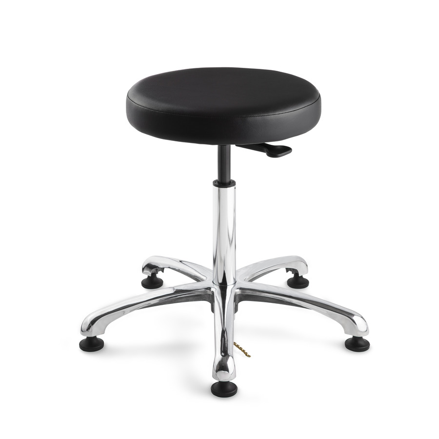 Bevco 3050E-V Vinyl Stool, ESD, Polished Aluminum Base, Mushroom Glides, Adj. Height, 15.5"-20.5", Versa Series