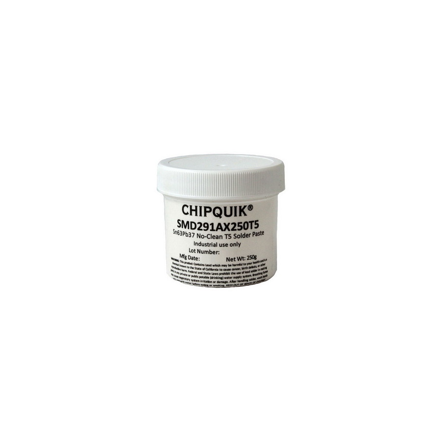 Chip Quik SMD291AX250T5 ChipQuik Solder Paste Type-5 Sn63Pb37 NC 85% 250g Jar