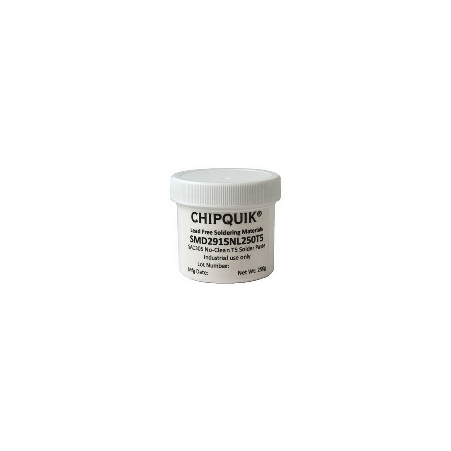 Chip Quik SMD291SNL250T5 ChipQuik Solder Paste Type-5 SAC305 No-Clean 85% 250g Jar