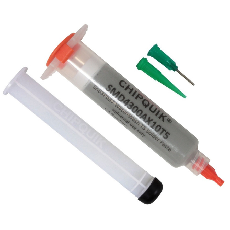 Chip Quik SMD4300AX10T5 Solder Paste, 63Sn/37Pb Alloy, 10cc Syringe