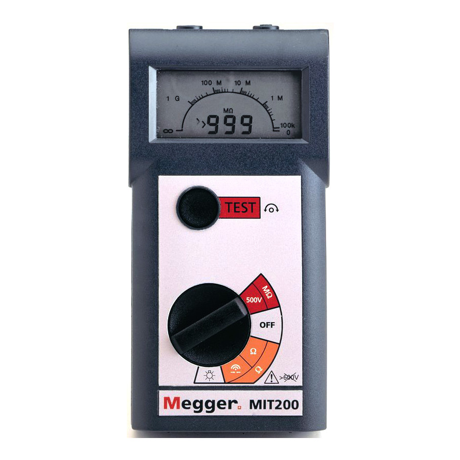 Megger MIT200 Insulation Tester, 500 V, 1 GOhm, CAT III, MIT200 Series