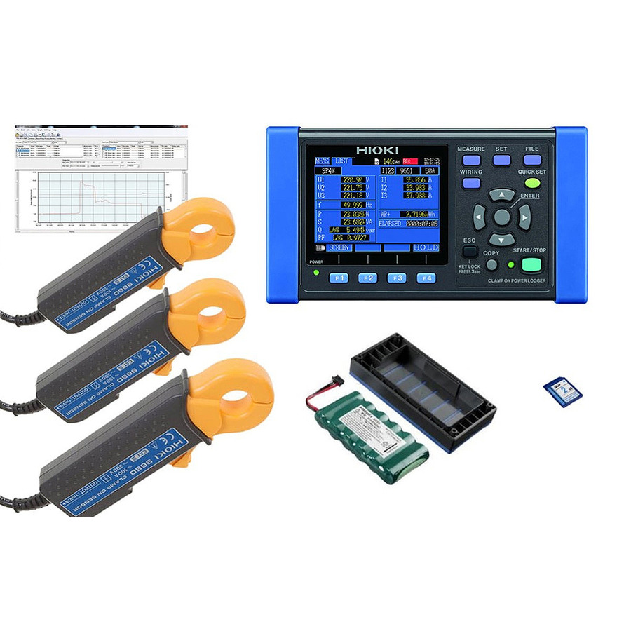 Hioki PW3360-20/100Pro KIT Power Meter, 100 A, Power Demand Analyzer Kit