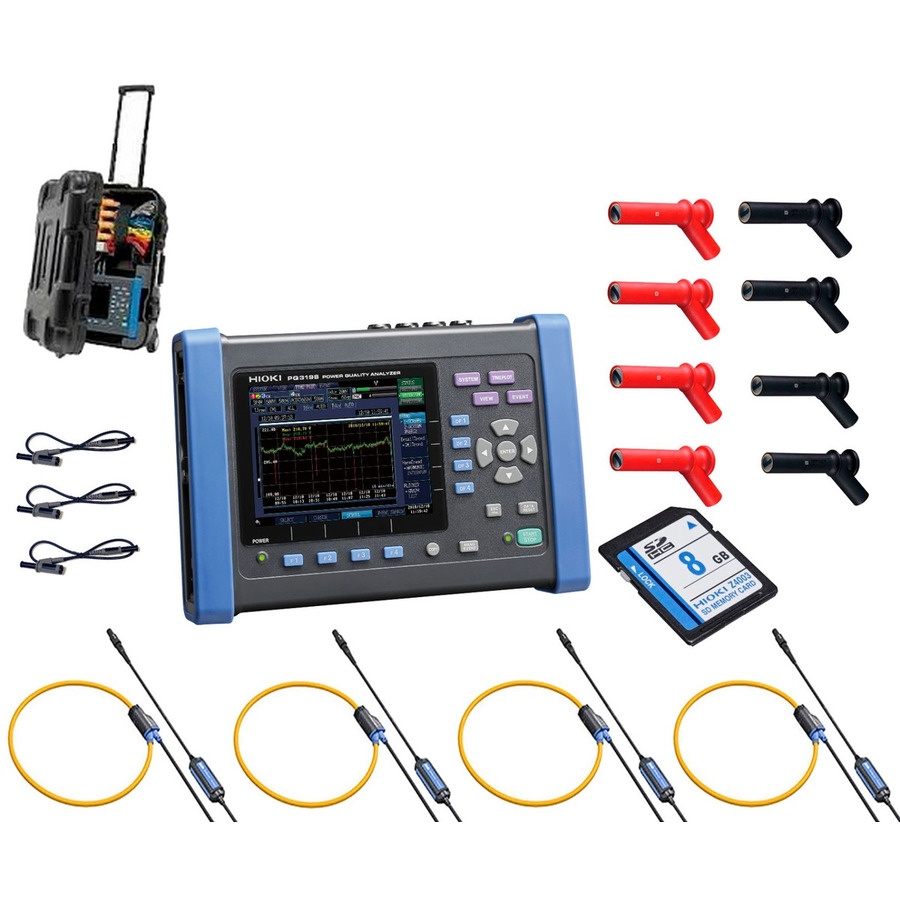 Hioki PQ3198/6000 KIT Power Quality Analyzer Kit, 6kA, 4 x CT7045, 3 x L1021-02, H-Case, PQ3100 Series