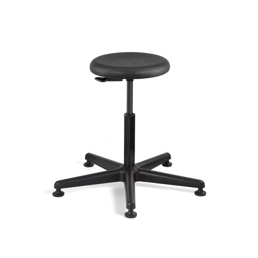 Bevco 3500-P Polyurethane Stool, Black, Non-Tilt, Nylon Base, Adj. Height, 22"-32", Versa Series