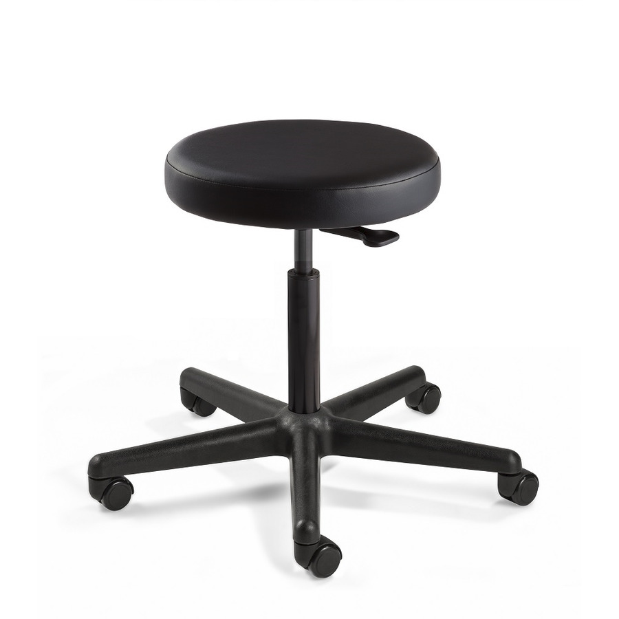 Bevco 3500-V-BLK-3850S/5 Vinyl Stool, Black Tubular Steel Base, Mushoom Glides, Adj. Height, 23"-33, Versa Series