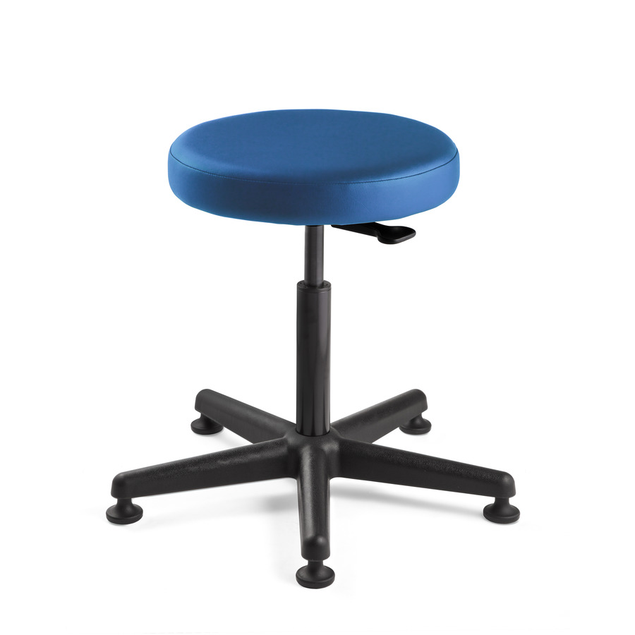 Bevco 3500-V-BLU Vinyl Stool, Blue/Black, Nylon Base, Mushroom Glides, Adjustable Height 23"-33", Versa Series