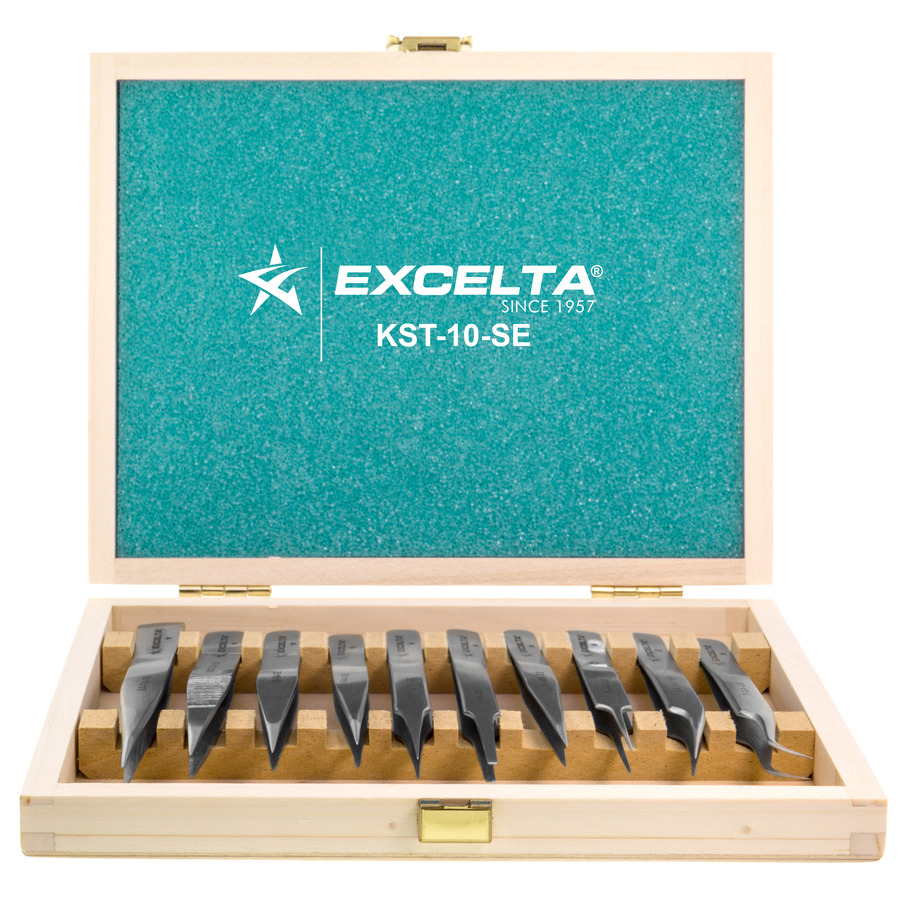 Excelta KST10SE Tweezer Kit, Economic General Precision, 10Pc., AntiMag. SS, w/Wooden Case