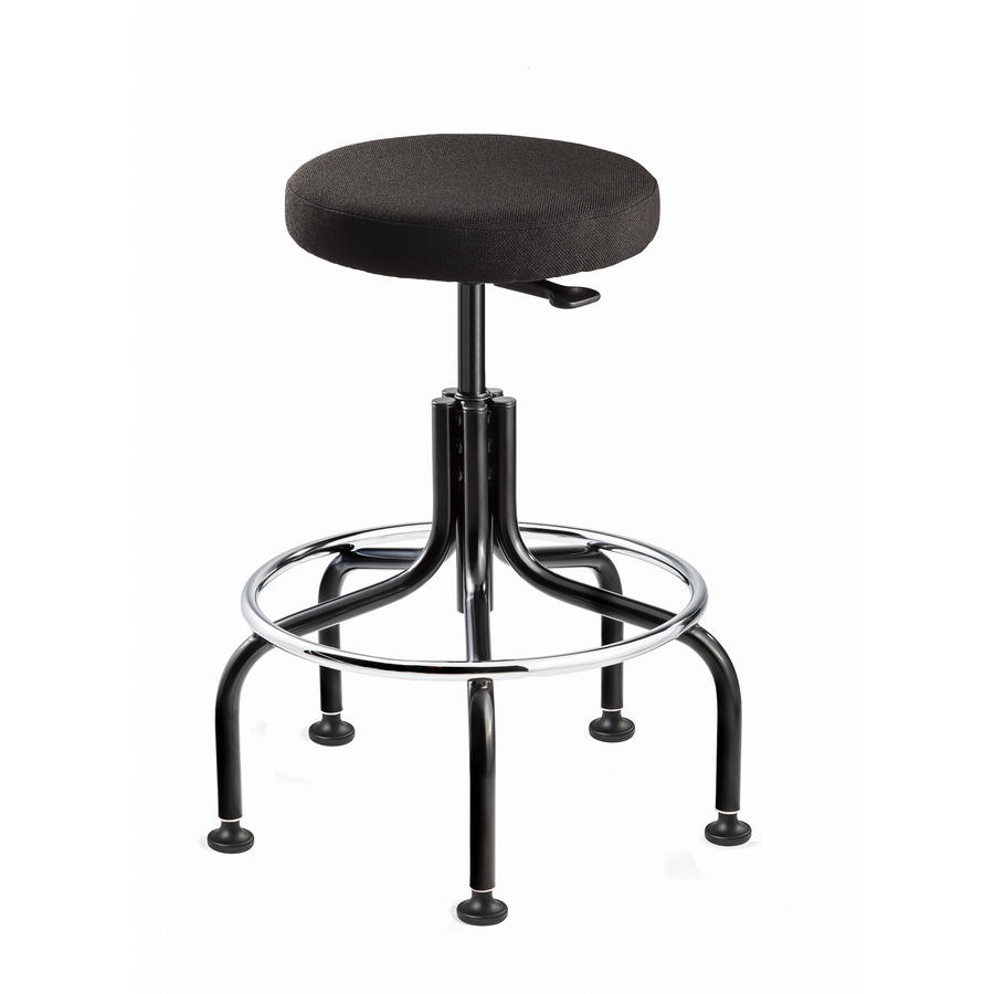 Bevco 3600-V-BLK Vinyl Stool, Black Tubular Steel Base, Mushoom Glides, Adj. Height, 24"-29", Versa Series