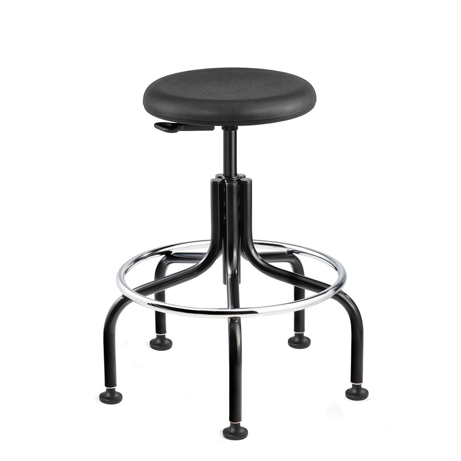 Bevco 3600-P Polyurethane Stool, Black, Tubular Steel Base, Adj. Height, 23"-28", Versa Series