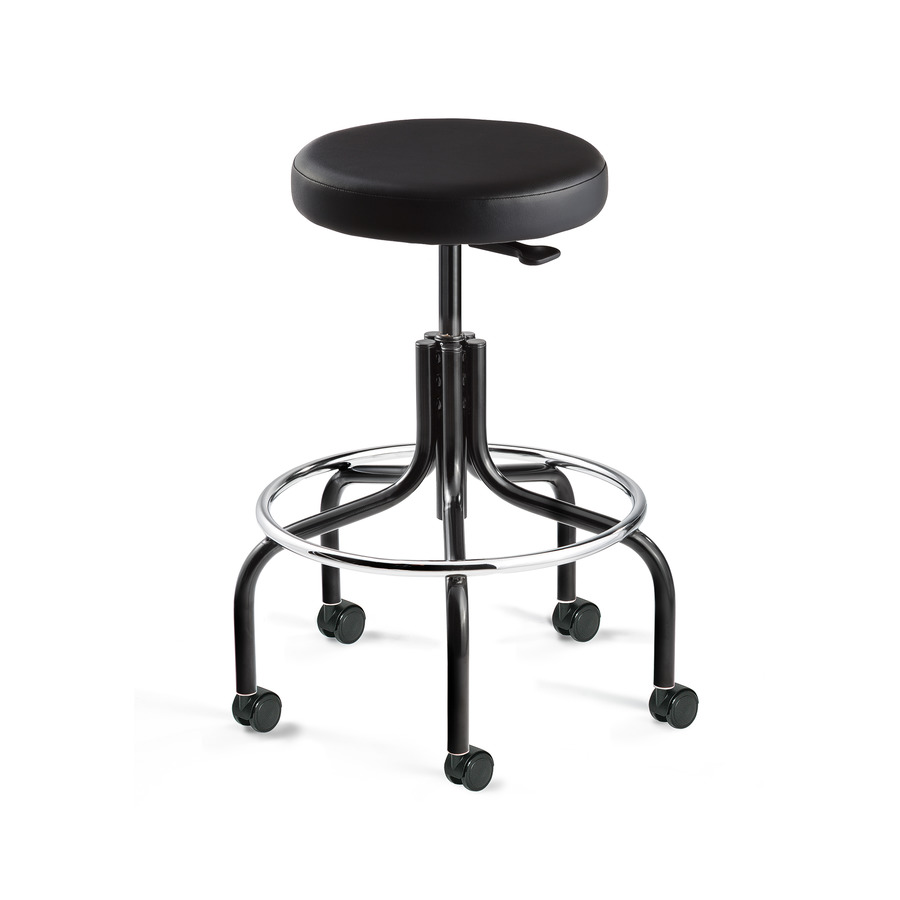 Bevco 3600-V-BLK-CADS/5 Fabric Stool ESD, Polished Aluminum Base, Mushroom Glides, Adj. Height, 15.5"-20.5", Versa Series