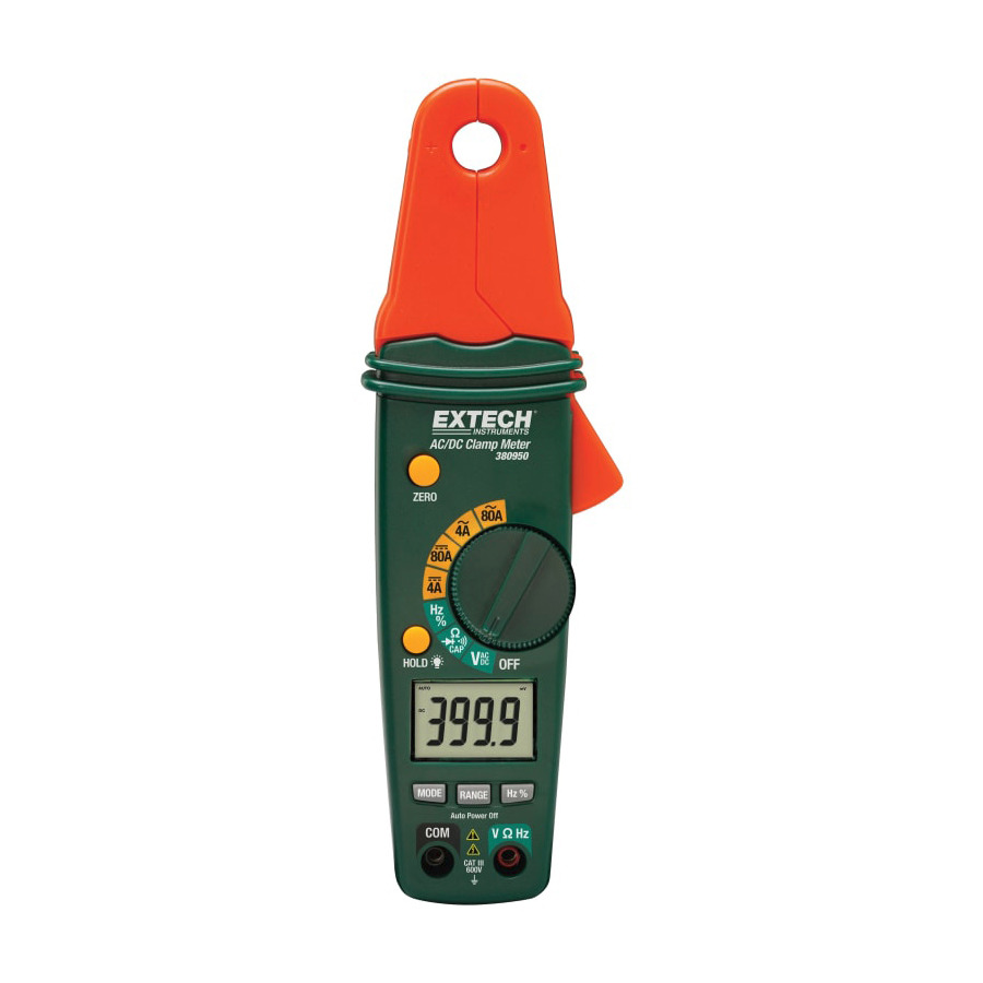 Extech 380950-NIST Mini Clamp Meter, 80A AC/DC with NIST