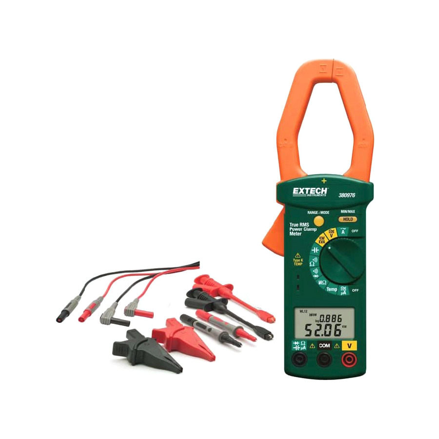 Extech 380976-K-NIST Single Phase/Three Phase 1000A AC Power Clamp Meter Kit with NIST