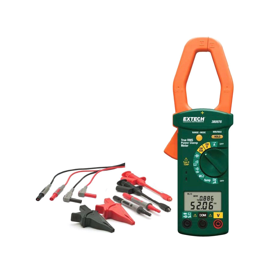 Extech 380976-K Single Phase/Three Phase 1000A AC Power Clamp Meter Kit