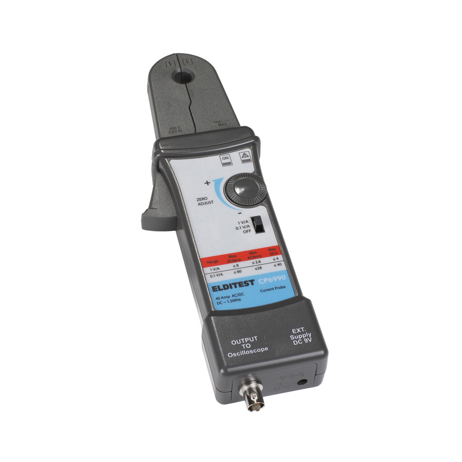 Cal Test Electronics CP6990-EU Oscilloscope Current Probe, 1.5MHz, 40A AC/DC, EU Adapter