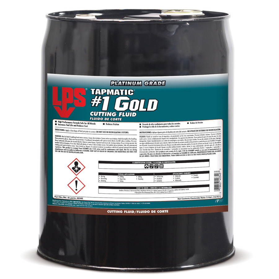 LPS 40340 Tapmatic® #1 Gold Cutting Fluid, 5 gal / 18.93 L