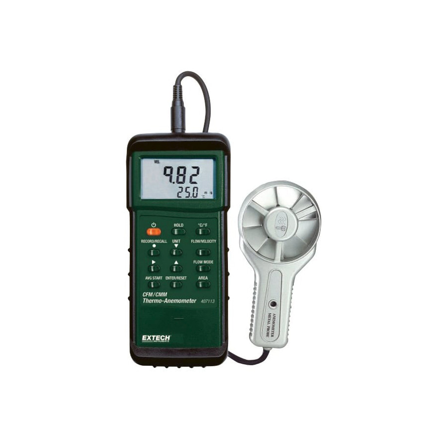 Extech 407113-NIST Heavy Duty CFM Metal Vane Anemometer with NIST