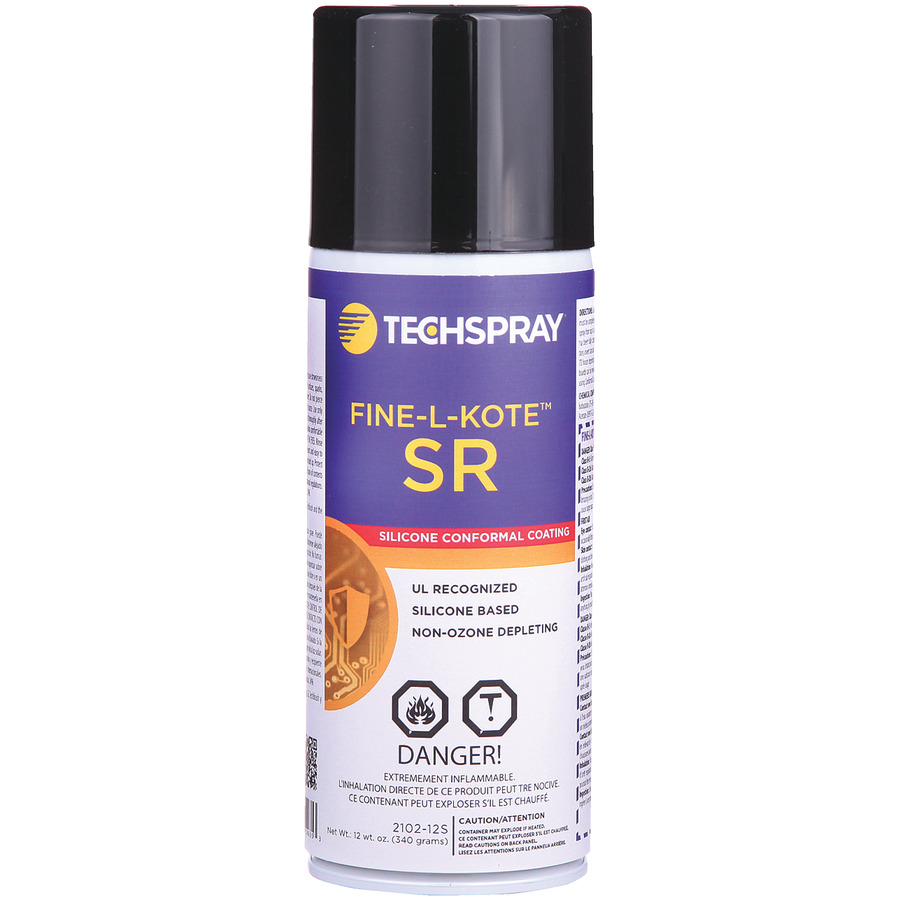 Techspray 2102-12S Fine-L-Kote SR Silicone Conformal Coating, 12 oz Can