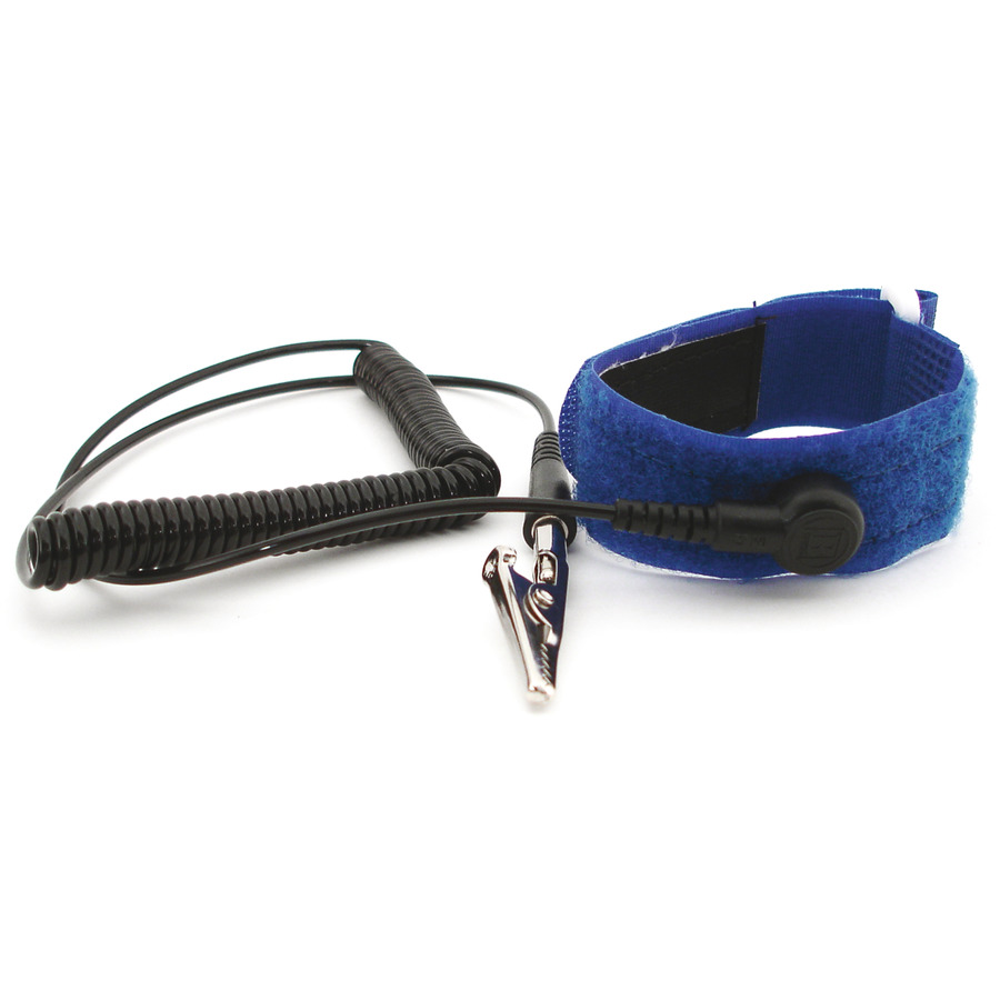 Techni-Pro 758ST629 Wrist Strap, Hook & Loop Adjustable, 1/4" (7mm) Snap, 12 ft. Cord, Blue