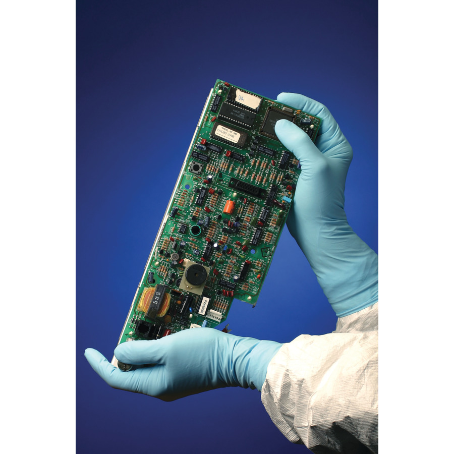 Techniglove TN2000B Cleanroom Nitrile Gloves, Cls100, PF, 12", Blue, XS, 10 Bags/Cs, TN2000 Series