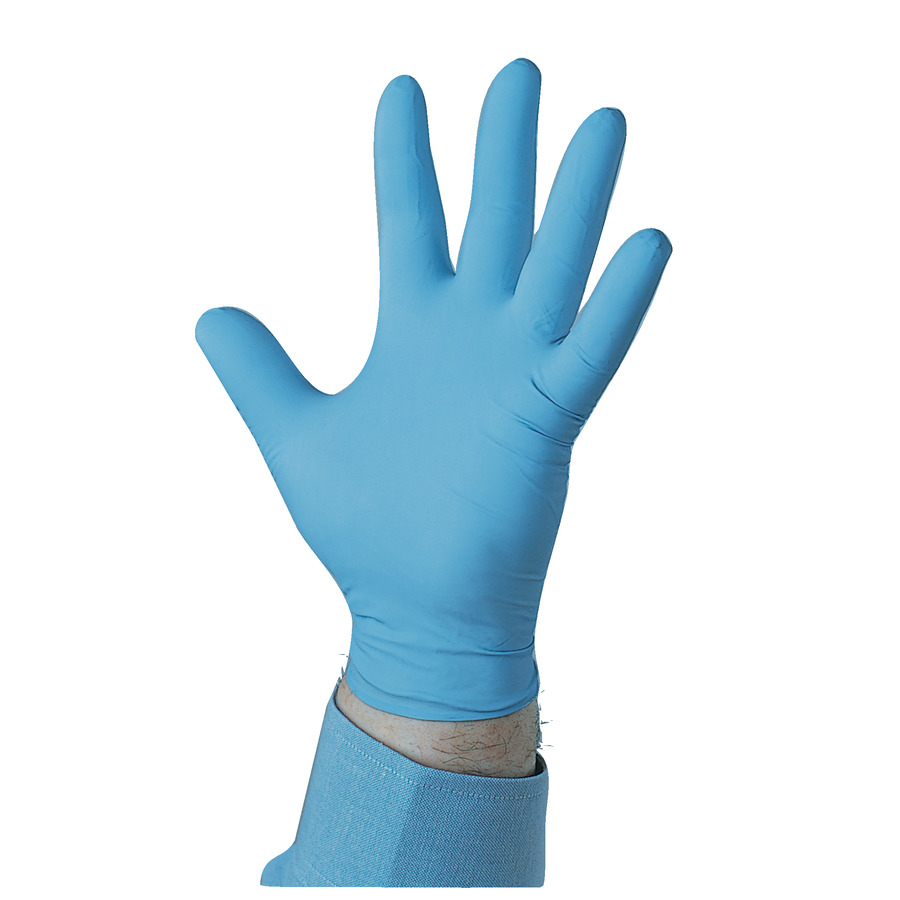 Techniglove TN103PFB Cleanroom Nitrile Gloves, Cls100, PF, 9.5", Blue, Large, 100/PVC Box