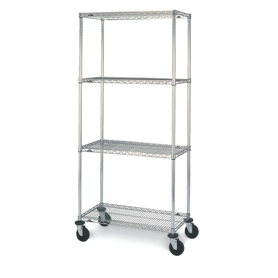 Metro N356BC Mobile Four Shelf Wire Cart with Chrome Finish, 18" x 48" x 67-7/8"