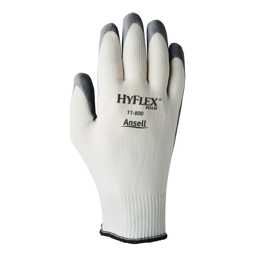 Ansell 11-800-7 Gloves, HyFlex Assembly, Nitrile Grip, White/Gray, Small, 12 Pairs/Pkg