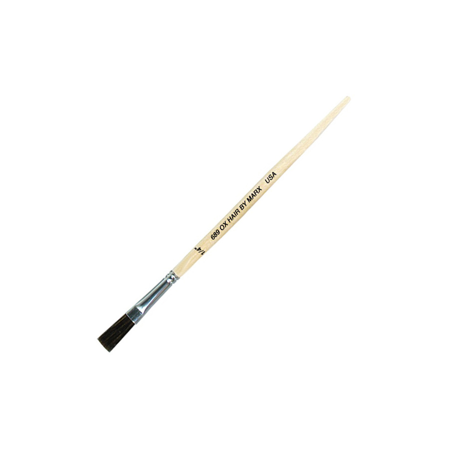 Gordon Brush 0689-00025 Artist Brush, Flat, Anti-Static, Ox/Wood, Sz: 1/4", Trim: 3/4", OAL 7-1/2", ESD, 689 Series