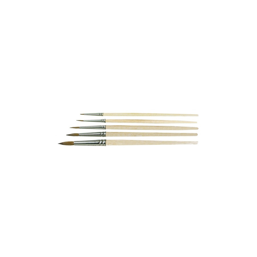 Gordon Brush 0907-01000 Artist Brush, Round, Anti-Static, Sable/Wood, Sz: #1, Trim: 0.345", OAL 7", 907 Series