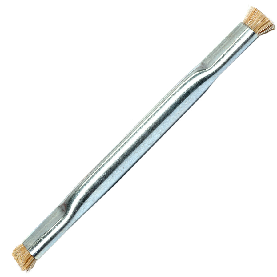 Gordon Brush 1010HH Applicator Brush, Double End, Anti-Static, Horse Flat Brstl, Zinc 3/8"x4-1/2" Hdl, ESD