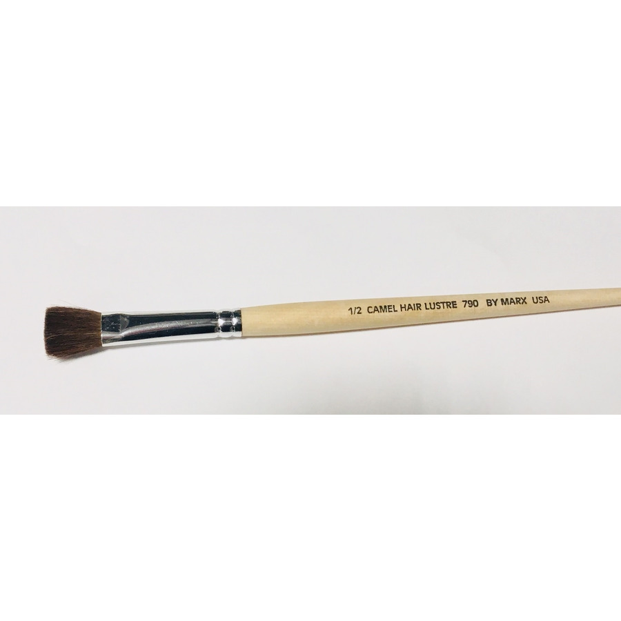 Gordon Brush 0790-00050 Artist Brush, Flat, Anti-Static, Camel/Wood, Sz: 1/2", Trim: 5/8", OAL 7-3/8", ESD, 790 Series