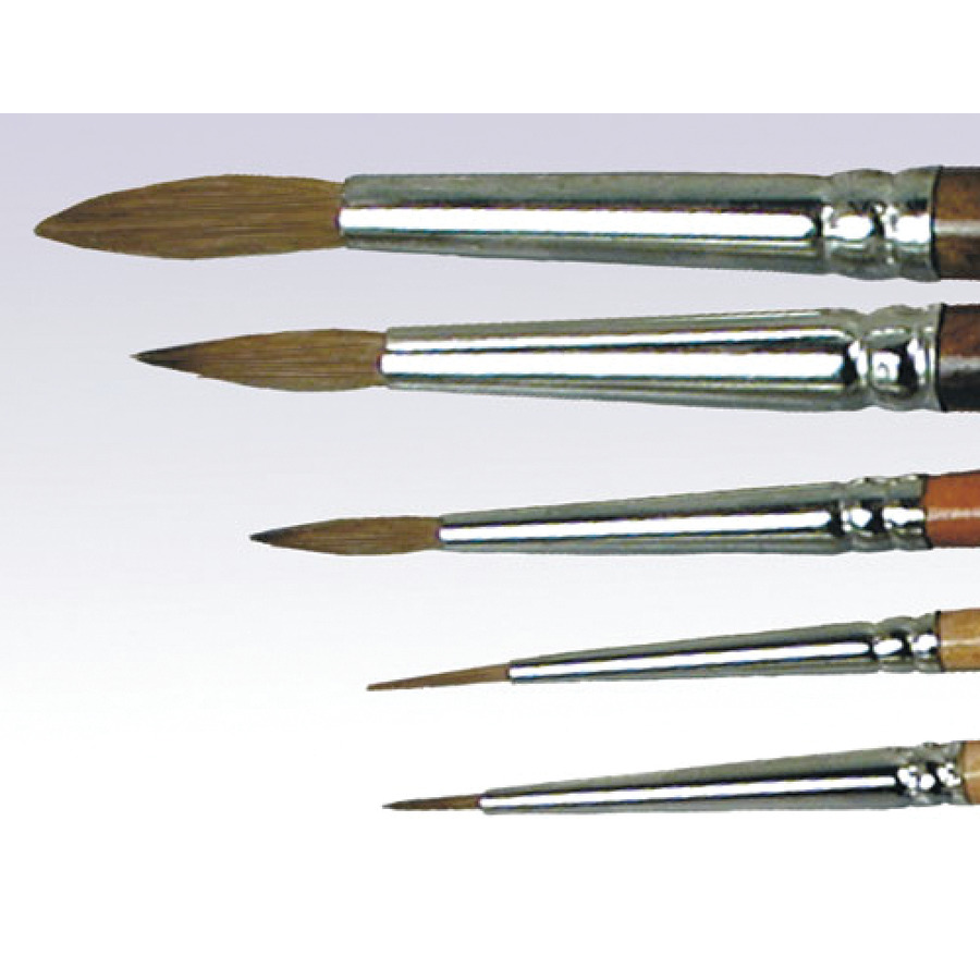 Gordon Brush 0770-01000 Artist Brush, Round, Anti-Static, Sable/Wood, Sz: #1, Trim: 0.354", OAL 7", ESD, 770 Series