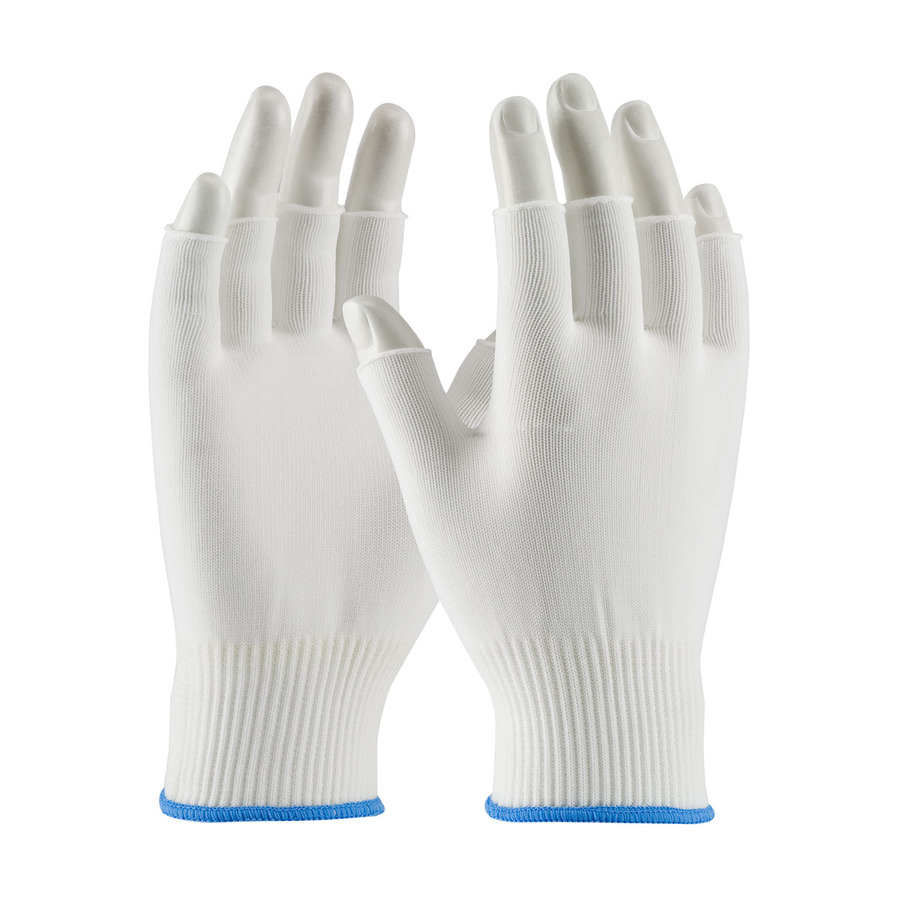 CleanTeam 40-732/S Gloves, White, S, 100% Nylon Liner w/o Coating, Fingerless, Medium Weight, 12/Pr