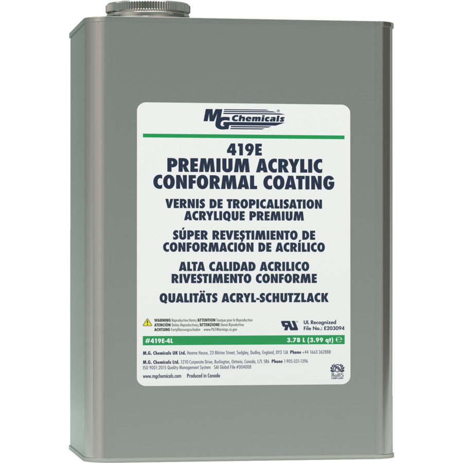 MG Chemicals 419E-4L Premium Acrylic Conformal Coating, UL746E, UL94V-0, 1 gal