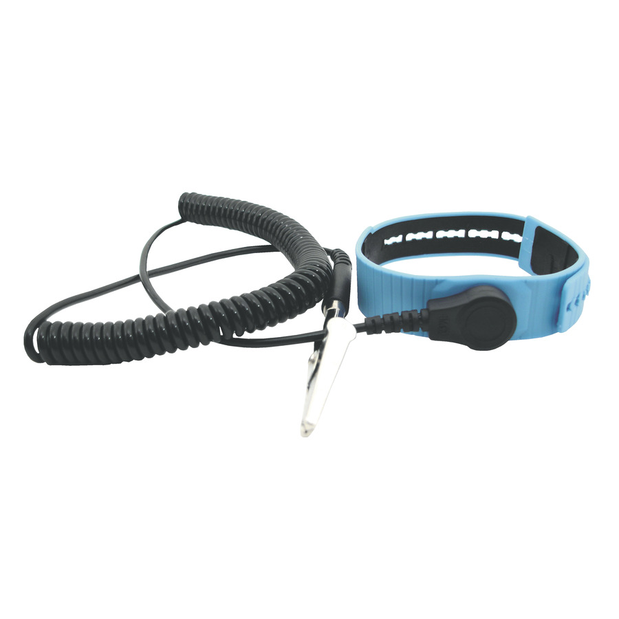 Techni-Pro 758ST4606 Wrist Strap, Adjustable, Plastic, 6 ft. Coiled Cord, Blue