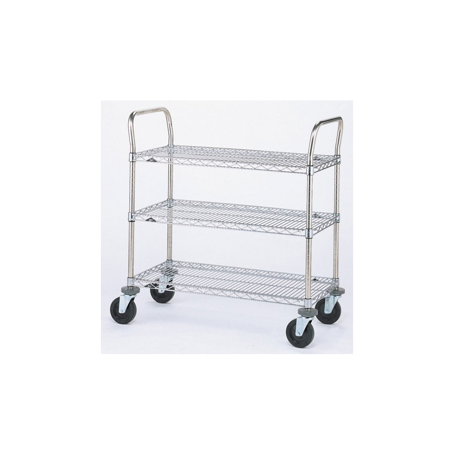 Metro 3SPN53DC 3 Shelf Wire Utility Cart, 24” x 36” x 39”