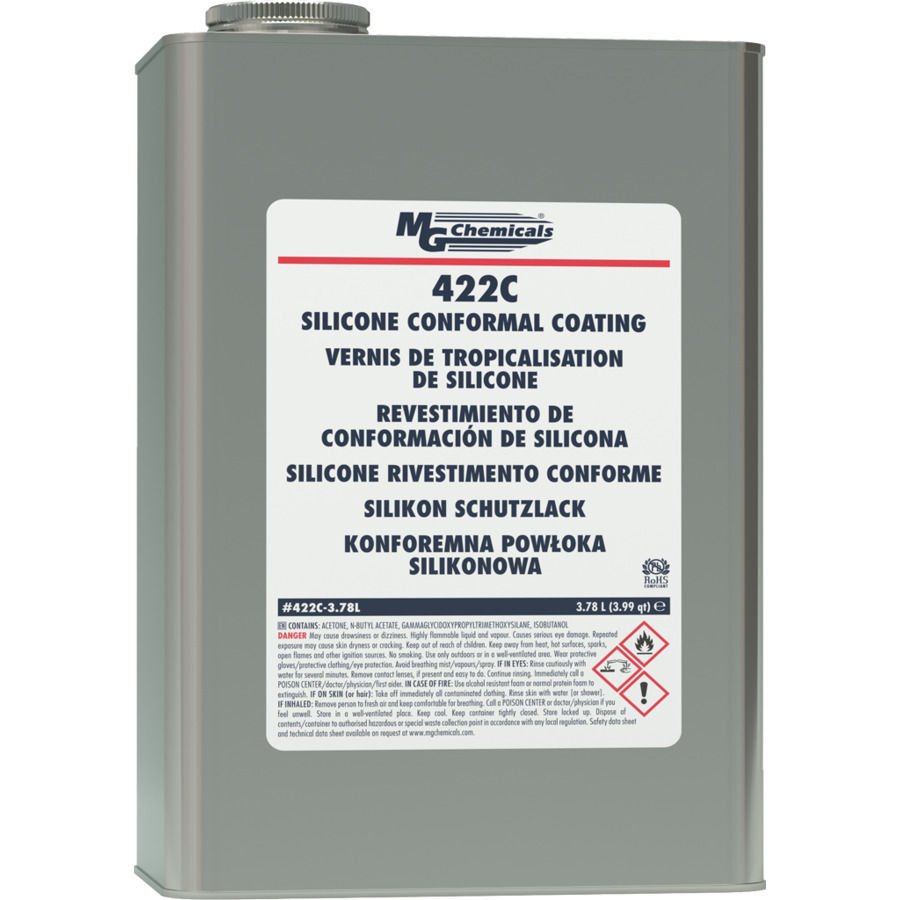 MG Chemicals 422C-3.78L Conformal Coating, Silicone with UV Indicator, UL 94V-0, 3.99 Qt