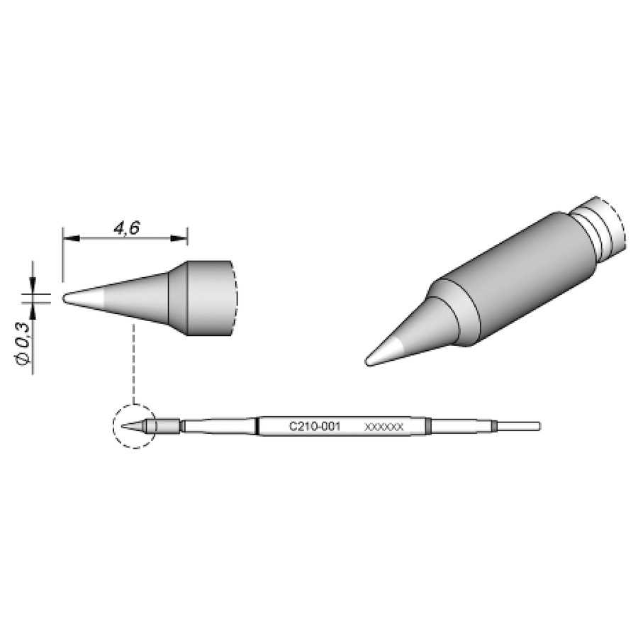 JBC Tools C210001 Soldering Tip Cartridge 0.3 mm