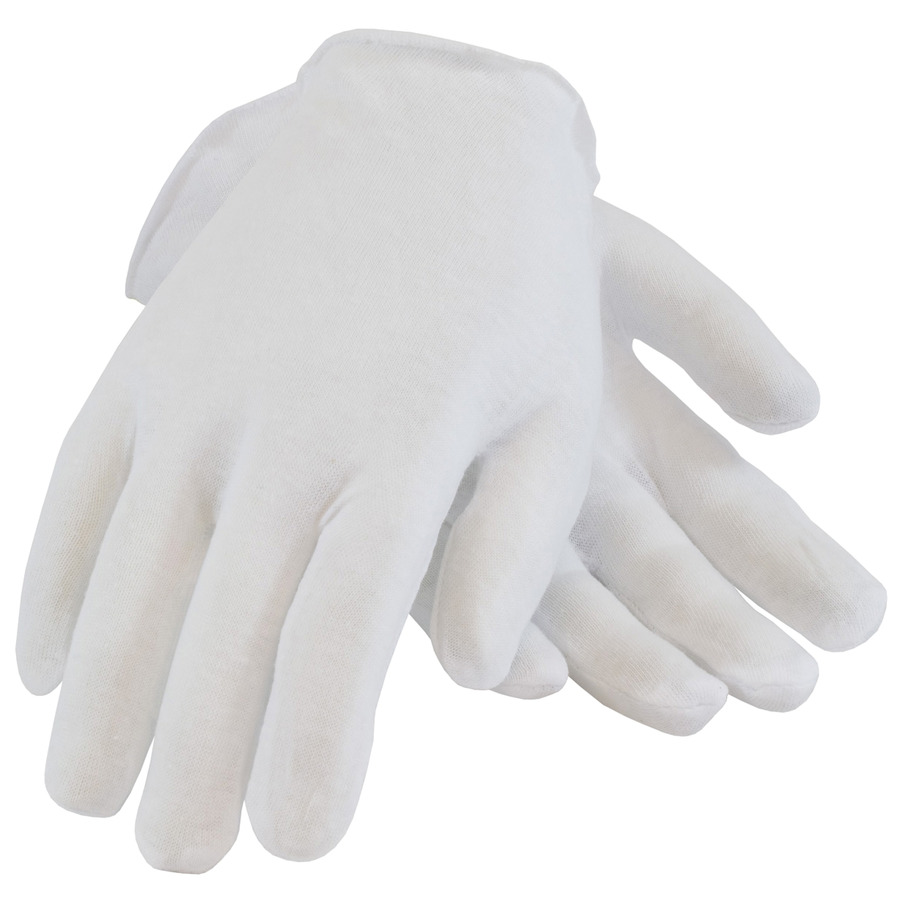 PIP 97-500-PR Gloves, Premium Lightweight Cotton, Unhemmed, Mens White, 1 Pair