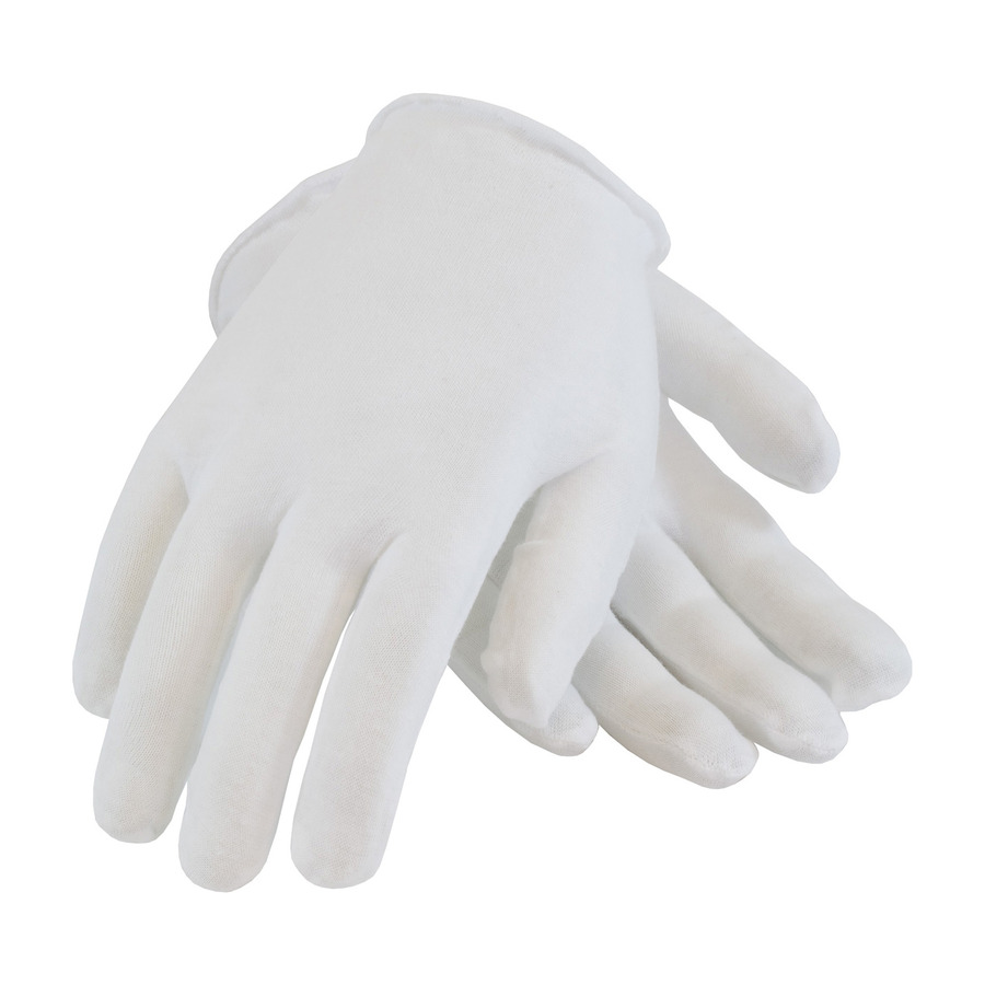 CleanTeam 97-501 Gloves, White, Women's, Cotton Lisle, Light Weight, Premium, Unhemmed, 12/Pr