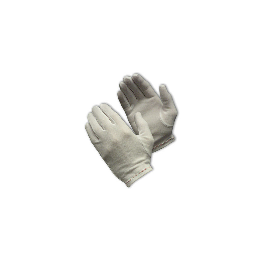 CleanTeam 98-701 Gloves, White, Women's, Stretch Nylon, Zig Zag Stitched Rolled Hem, Heavy, 12/Pr