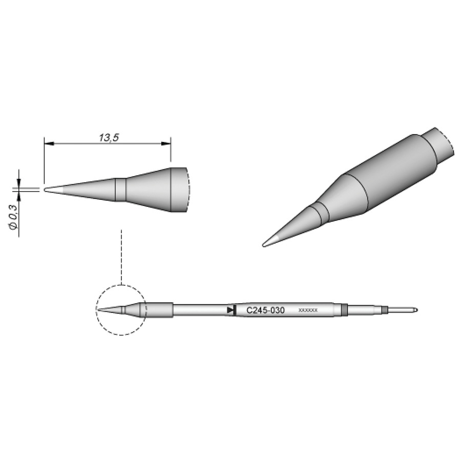 JBC Tools C245030 0.3mm Solder Tip Cartridge