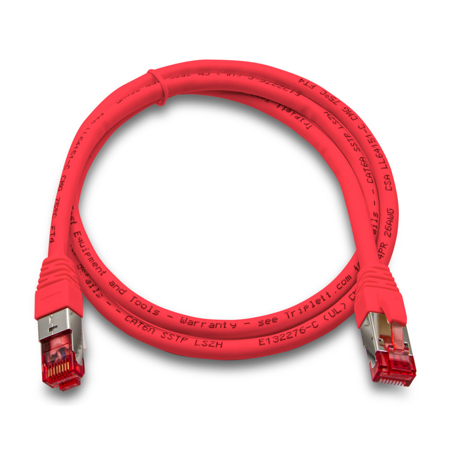 Triplett CAT6A-3RD CAT 6A 10GBPS Professional Grade, SSTP 26AWG Patch Cable 3' Red