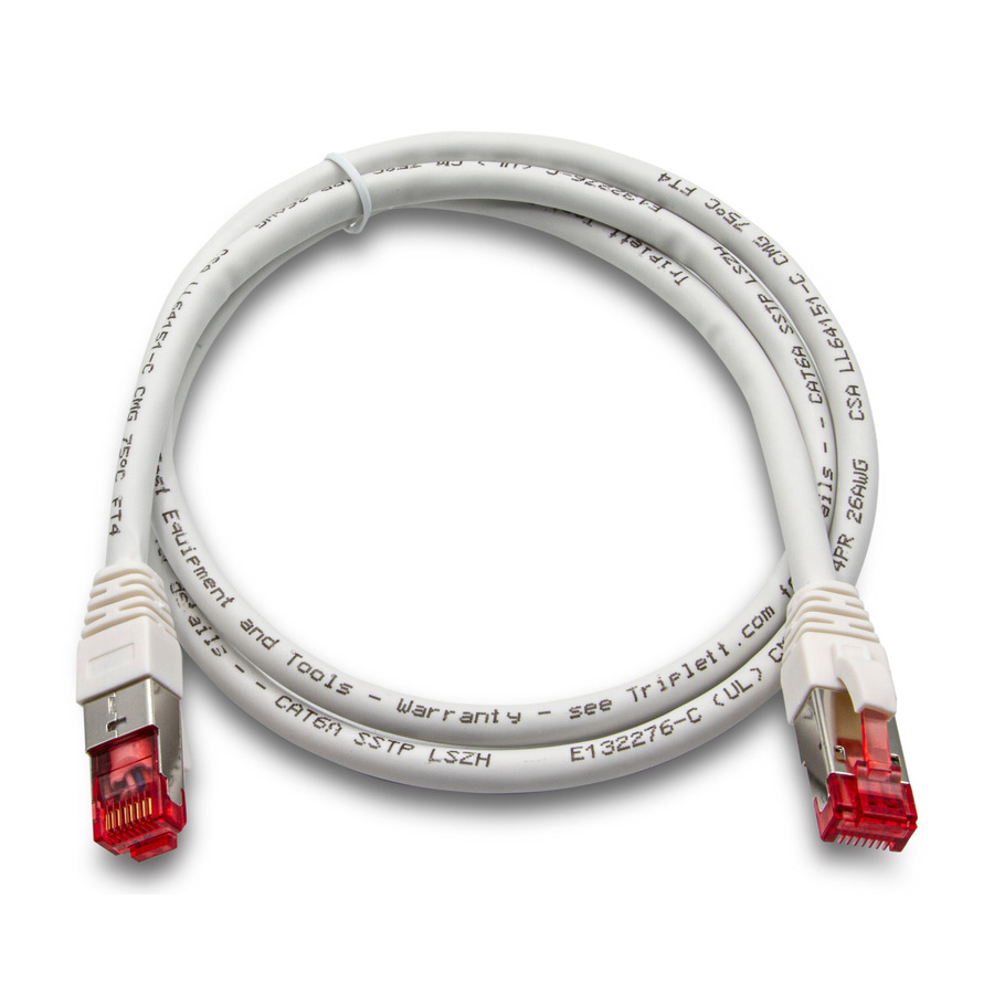 Triplett CAT6A-3WH CAT 6A 10GBPS Professional Grade, SSTP 26AWG Patch Cable 3' White