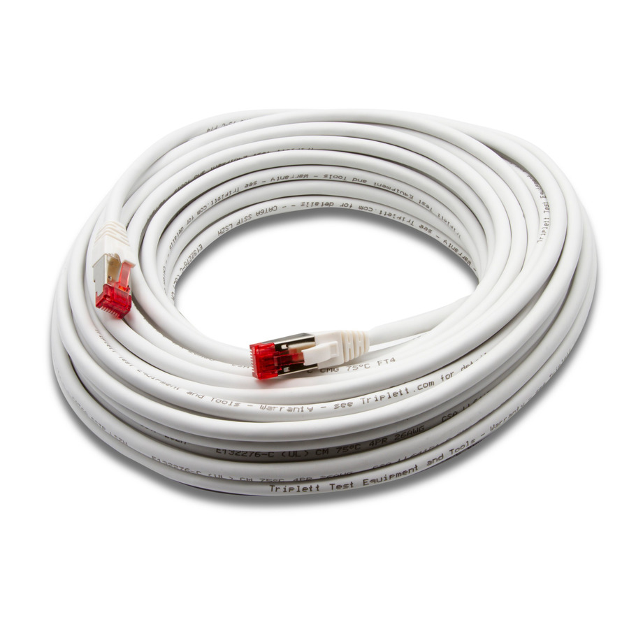 Triplett CAT6A-50WH CAT 6A 10GBPS Professional Grade, SSTP 26AWG Patch Cable 50' White