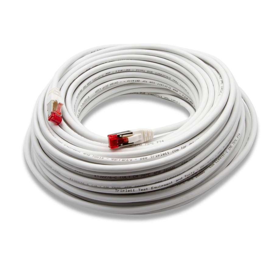 Triplett CAT6A-75WH CAT 6A 10GBPS Professional Grade, SSTP 26AWG Patch Cable 75' White