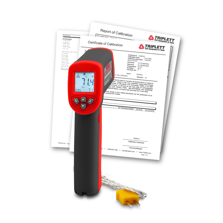 Triplett IRT227-NIST IR Thermometer with Type K, 12:1, With Certificate of Traceability to NIST